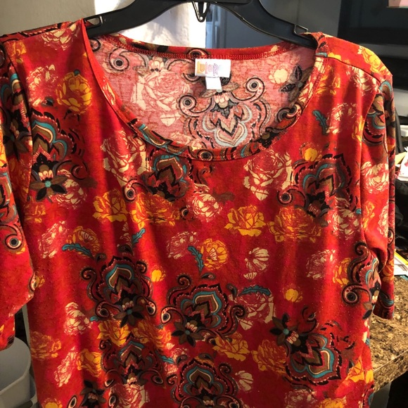 GC Red With Floral Print LulaRoe Julia (XL) - Picture 1 of 3